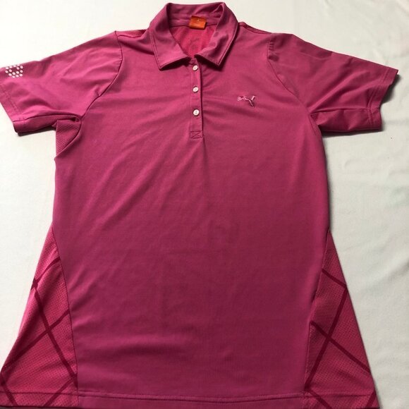 Puma Dry Fit Pink Vented Collared Golf Polo Athletic Top - Picture 3 of 10